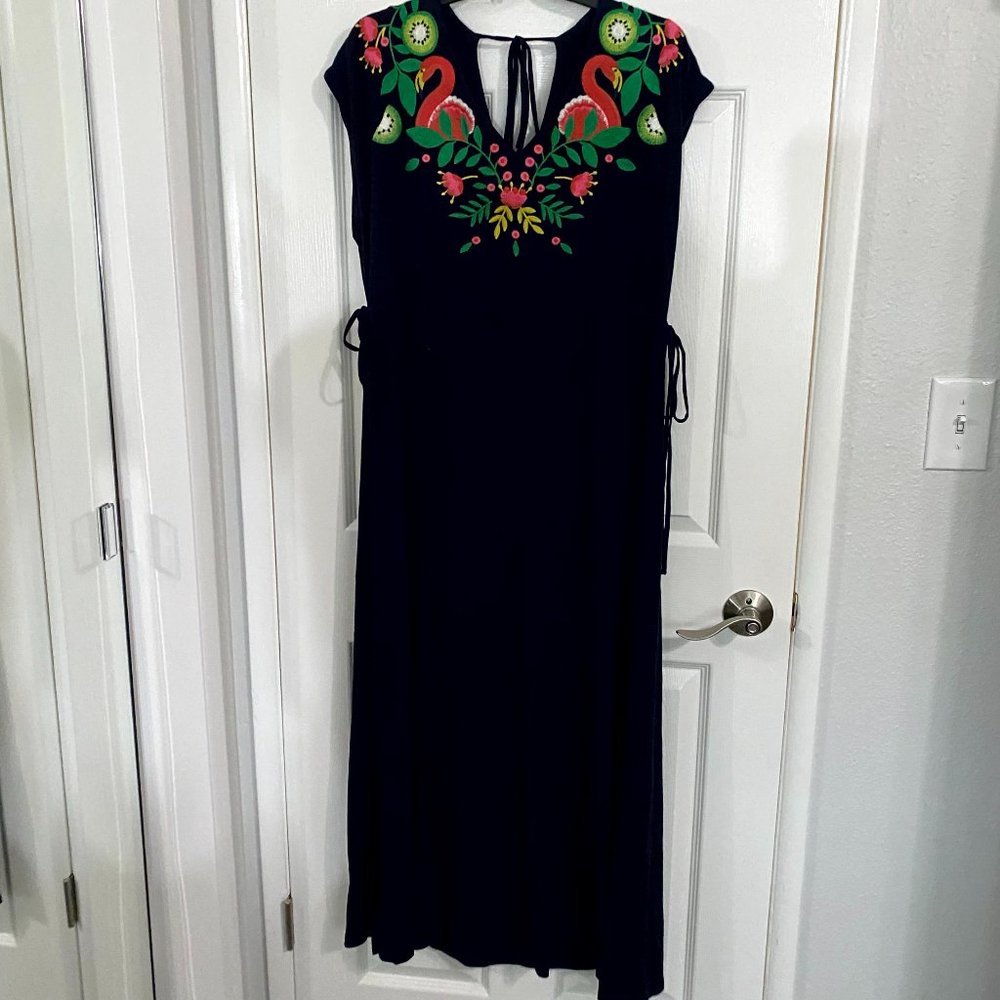 Boden Blue Sundress with Cap Sleeves and Crew Neck